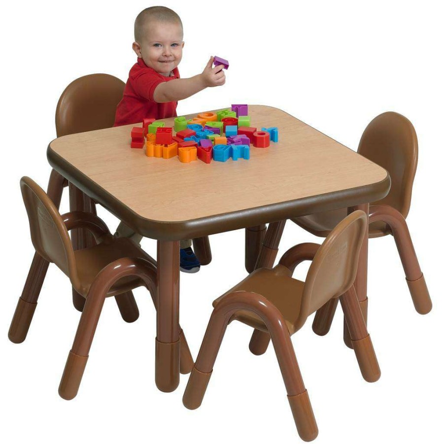 Kids Furniture * | Quick Delivery Baseline Preschool 30 Square Table & Chair Set Natural Wood Children'S Factory Ab74120Nw1