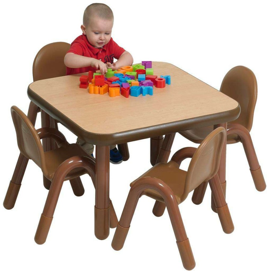 Kids Furniture * | Quick Delivery Baseline Preschool 30 Square Table & Chair Set Natural Wood Children'S Factory Ab74120Nw1