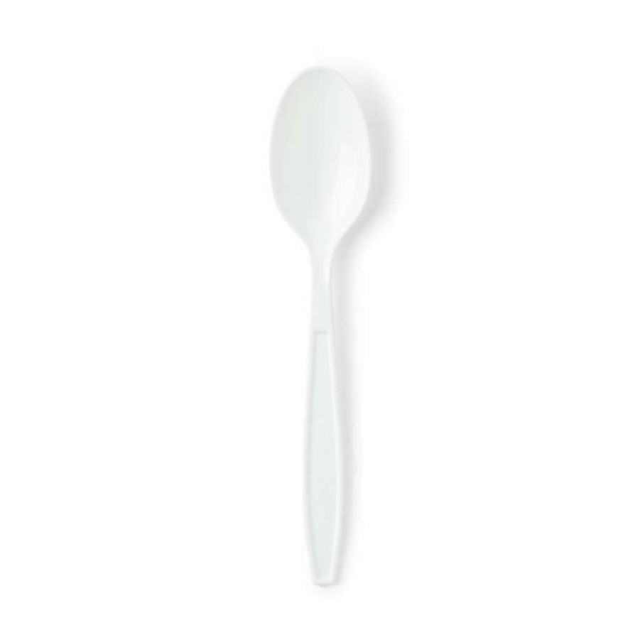 Dining * | Outlet Medline Polystyrene Disposable Plastic Spoon Heavyweight Spoon