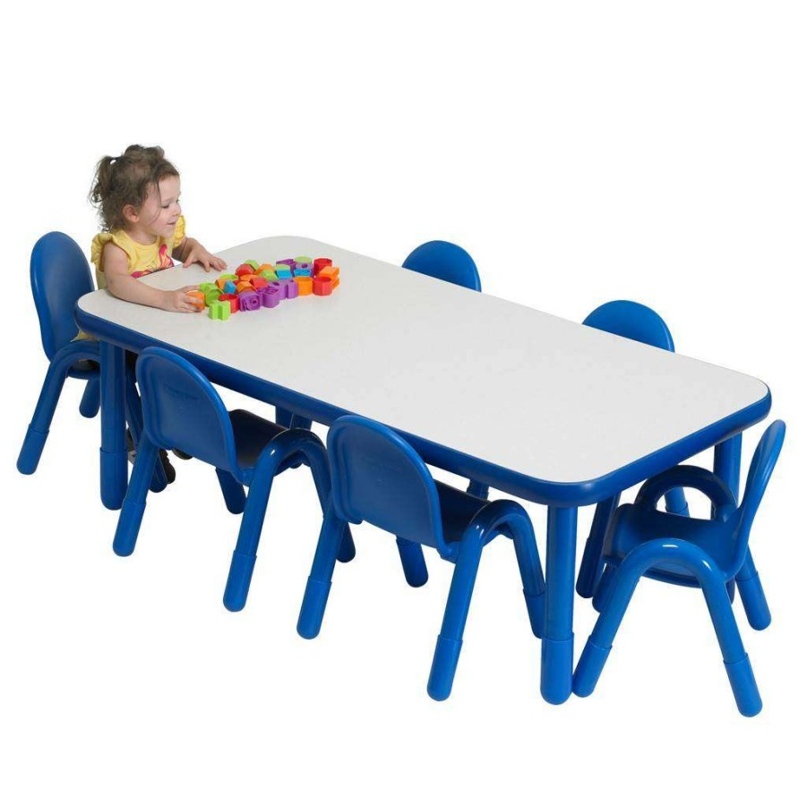 Kids Furniture * | Less Expensive Baseline Preschool 60 X 30 Rectangular Table & Chair Set Solid Royal Blue Children'S Factory Ab74620Pb