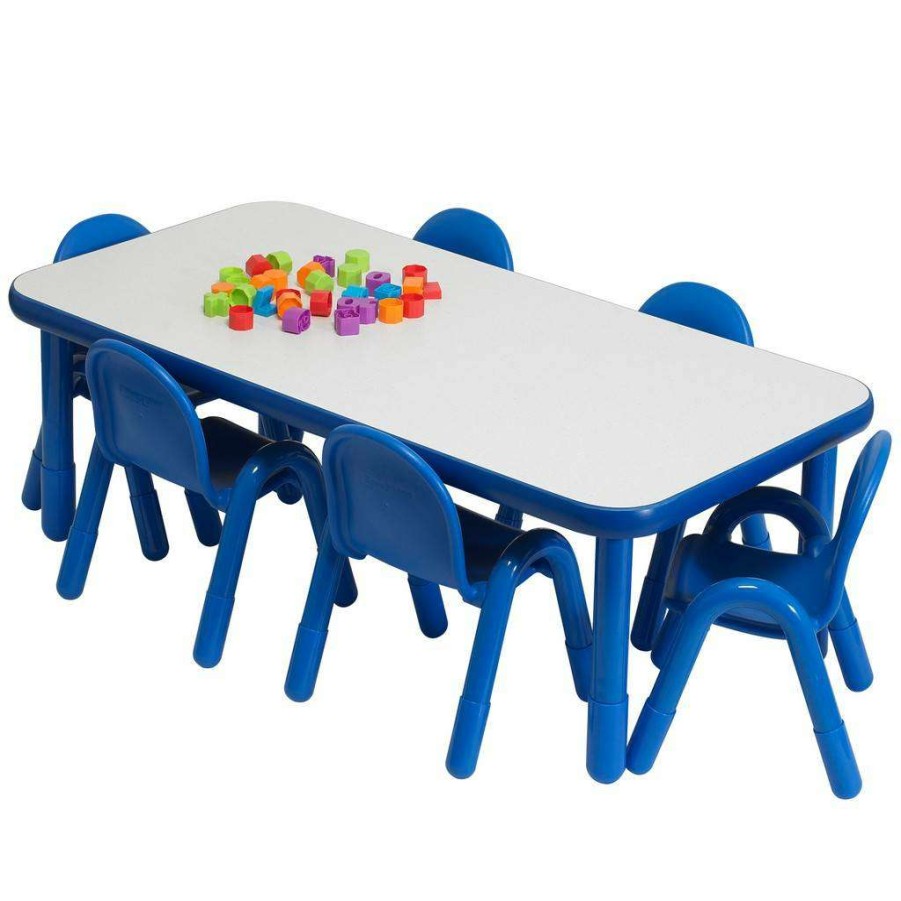 Kids Furniture * | Less Expensive Baseline Preschool 60 X 30 Rectangular Table & Chair Set Solid Royal Blue Children'S Factory Ab74620Pb