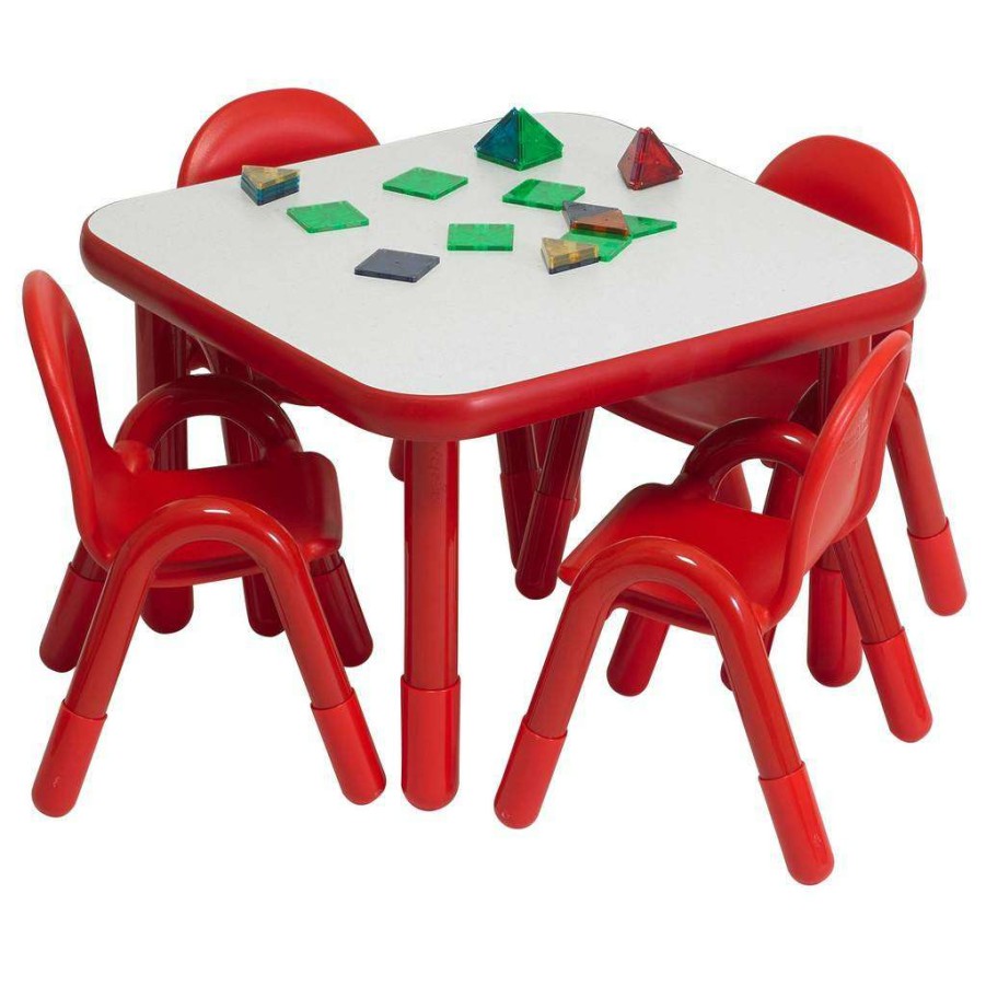 Kids Furniture * | Online Discount Baseline Preschool 30 Square Table & Chair Set Solid Candy Apple Red Children'S Factory Ab74120Pr