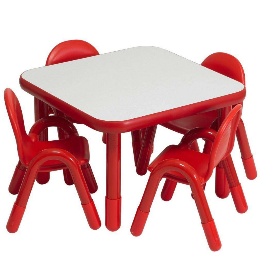 Kids Furniture * | Online Discount Baseline Preschool 30 Square Table & Chair Set Solid Candy Apple Red Children'S Factory Ab74120Pr