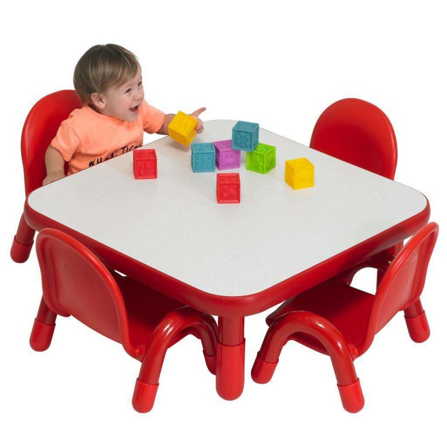 Kids Furniture * | Bargain Sale Baseline Toddler 30 Square Table & Chair Set Solid Candy Apple Red Children'S Factory Ab74112Pr