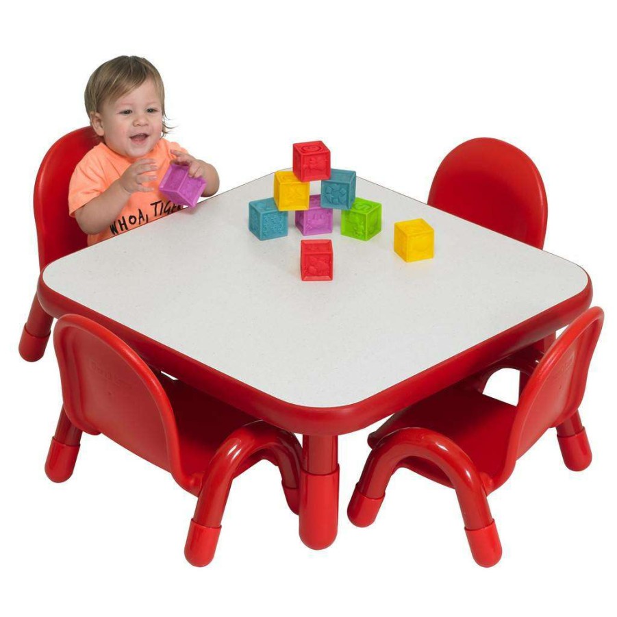 Kids Furniture * | Bargain Sale Baseline Toddler 30 Square Table & Chair Set Solid Candy Apple Red Children'S Factory Ab74112Pr