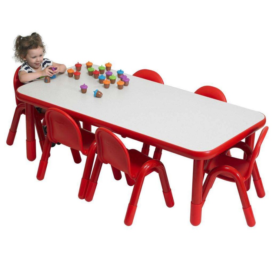 Kids Furniture * | New Threads Baseline Preschool 60 X 30 Rectangular Table & Chair Set Solid Candy Apple Red Children'S Factory Ab74620Pr