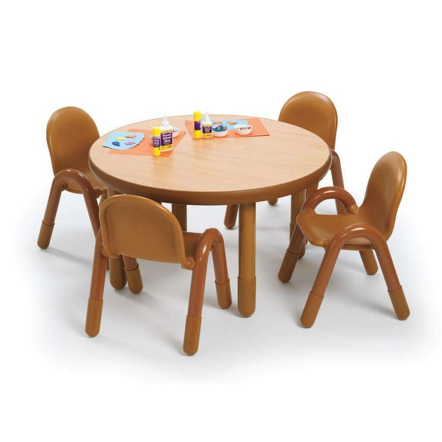 Kids Furniture * | Online Sales Baseline Preschool 36 Dia Round Table & Chair Set Natural Wood Children'S Factory Ab74920Nw1