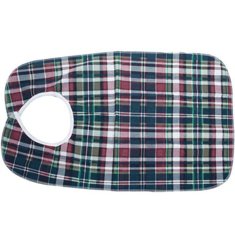 Dining * | Online Discount Essential Medical Deluxe Plaid Bib With Vinyl Back 30"L X 18"W