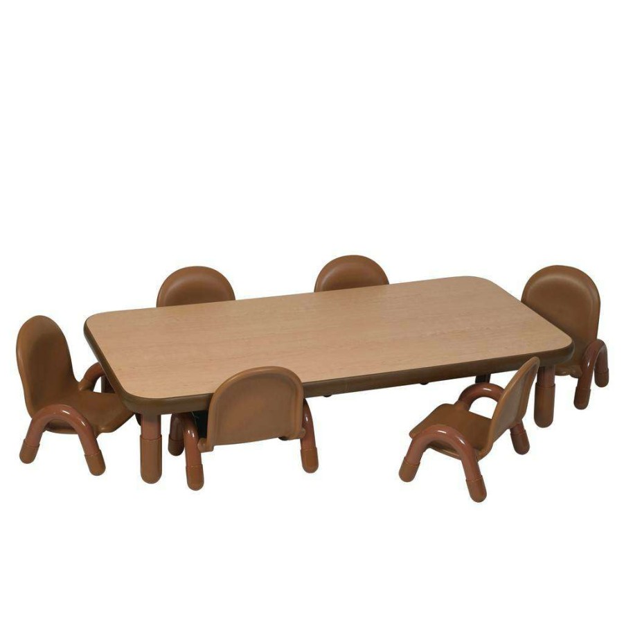 Kids Furniture * | Hot Selling Baseline Toddler 60 X 30 Rectangular Table & Chair Set Natural Wood Children'S Factory Ab74612Nw5