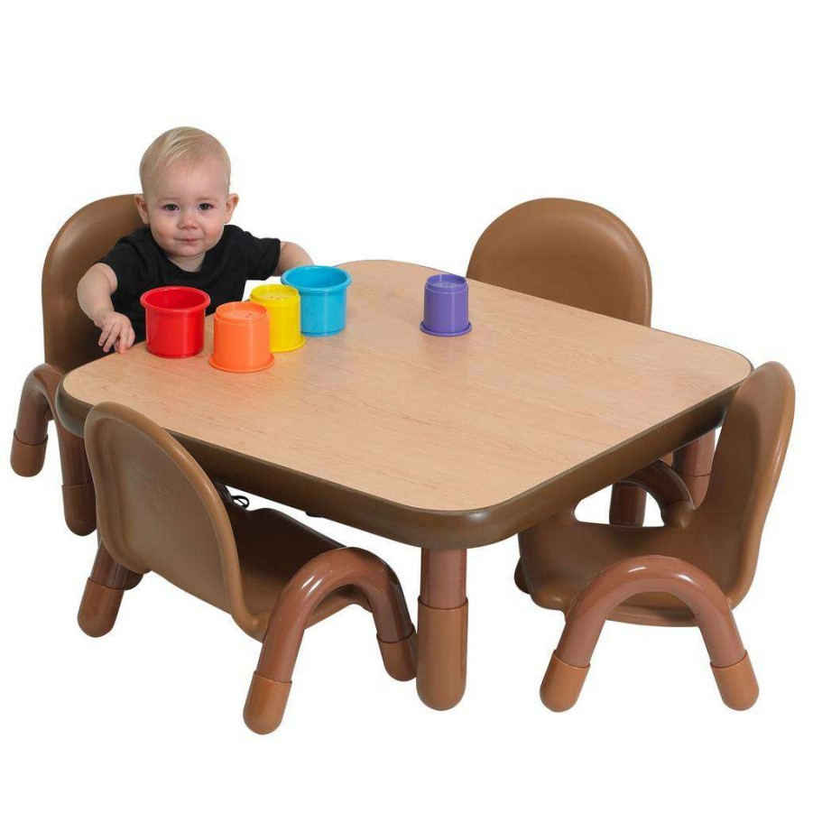 Kids Furniture * | Store Baseline Toddler 30 Square Table & Chair Set Natural Wood Children'S Factory Ab74112Nw5