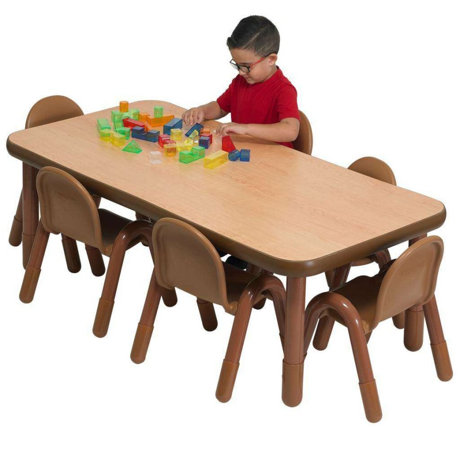 Kids Furniture * | Best Choice Baseline Preschool 60 X 30 Rectangular Table & Chair Set Natural Wood Children'S Factory Ab74620Nw1