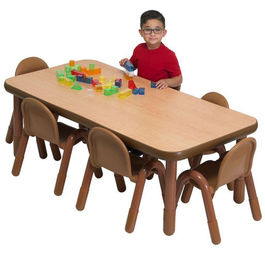 Kids Furniture * | Best Choice Baseline Preschool 60 X 30 Rectangular Table & Chair Set Natural Wood Children'S Factory Ab74620Nw1