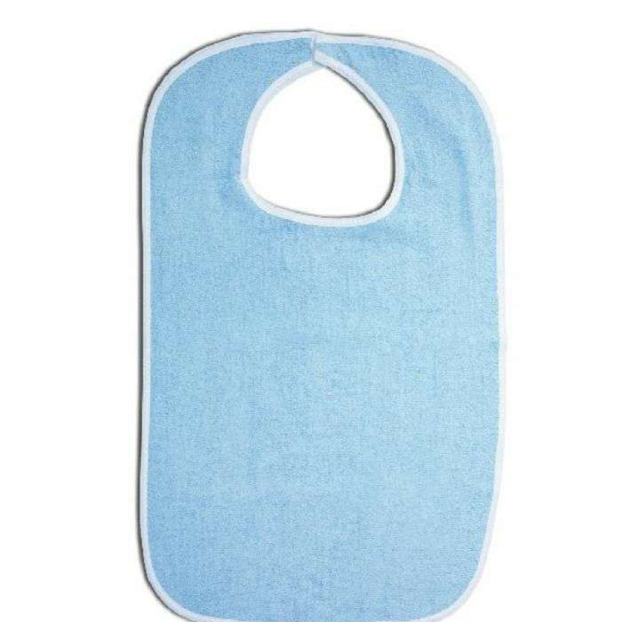 Dining * | High Quality Essential Medical Standard Blue Terry Cloth Bib 30"L X 18"W